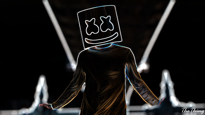 Marshmello Neon Silhouette Performance
