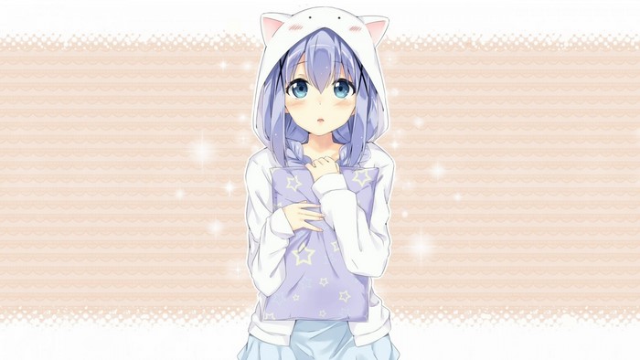 Chino Kafuu from Gochuumon wa Usagi Desu ka holding a pillow