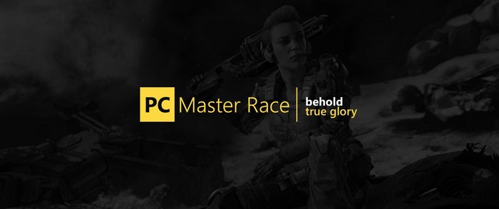 PC Master Race logo with a female soldier