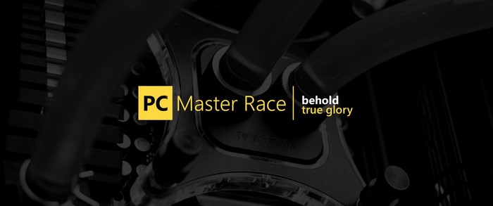 PC Master Race logo with liquid cooling components