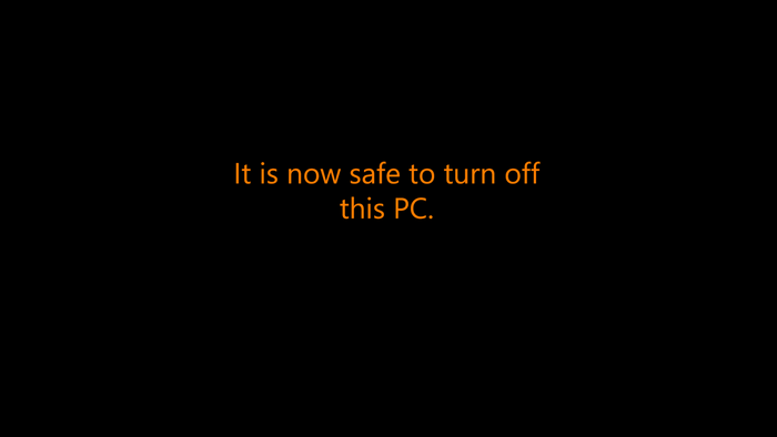 It is now safe to turn off this PC text