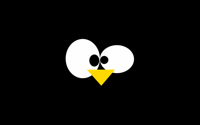 Tux Penguin Logo Illustration on Black Background