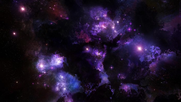 Digital art of a colorful nebula in outer space