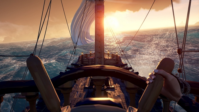 4K Sea of Thieves screenshot of a ship at sea