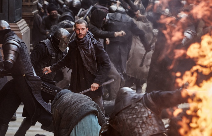 Taron Egerton in a battle scene