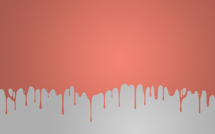Coral paint dripping on a gray background