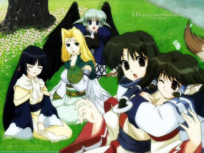 Utawarerumono: The One Being Sung characters in a field