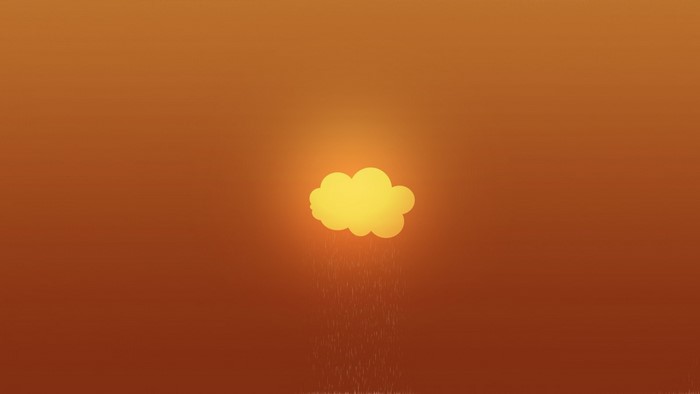 Minimalist abstract sun and cloud with rain