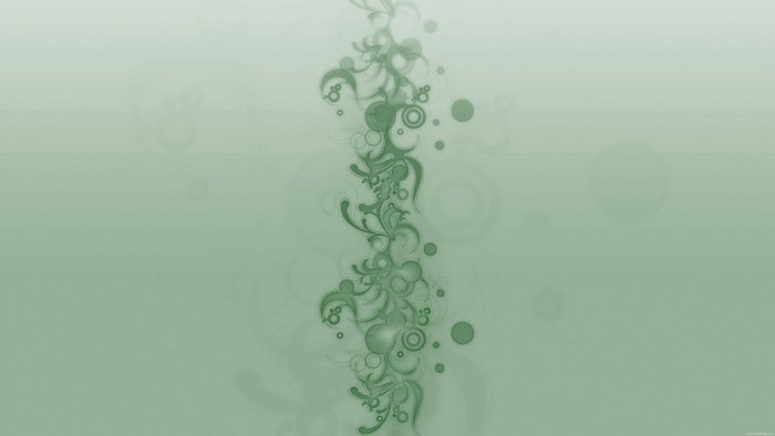 Green abstract floral pattern with circles