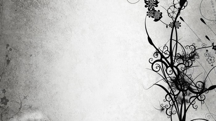 Black and white floral abstract design on textured background