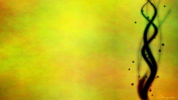Abstract yellow and green background with black swirl