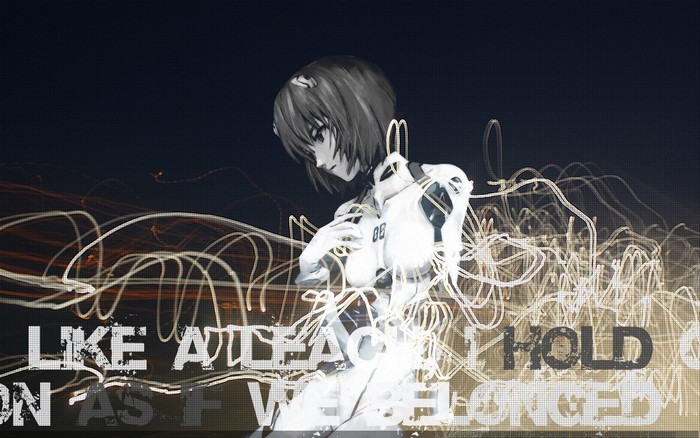 Rei Ayanami from Neon Genesis Evangelion with light trails