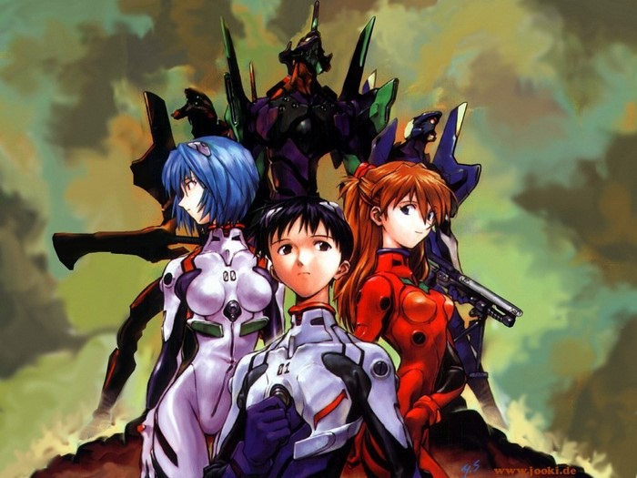 Asuka Langley Soryu, Ayanami Rei, and Shinji Ikari from Neon Genesis Evangelion