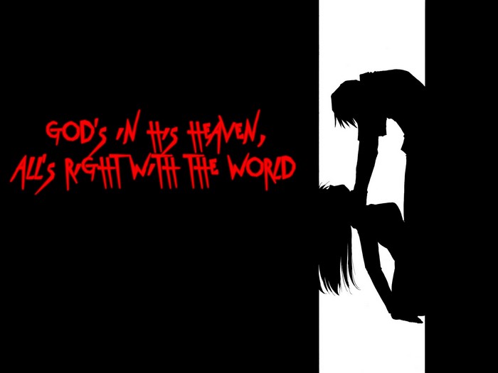 Neon Genesis Evangelion text and silhouettes