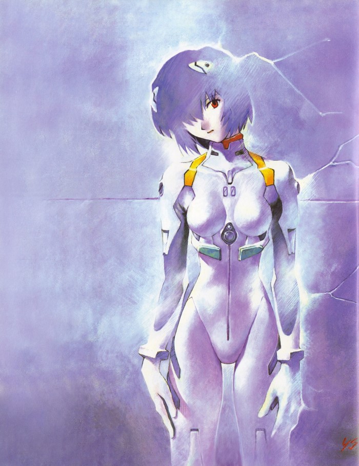 Rei Ayanami from Neon Genesis Evangelion in a white plugsuit