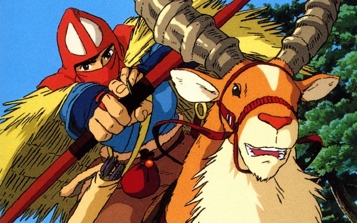 Ashitaka riding a Yakul from Princess Mononoke