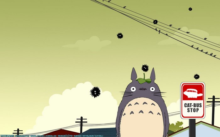 Totoro and Soot Sprites at Cat-Bus Stop from My Neighbor Totoro