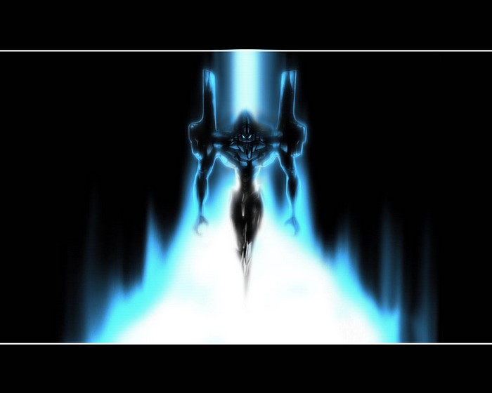 Unit-01 from Neon Genesis Evangelion in blue light