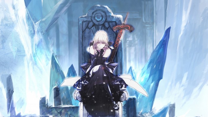Saber Alter Sitting on Throne in Ice Palace
