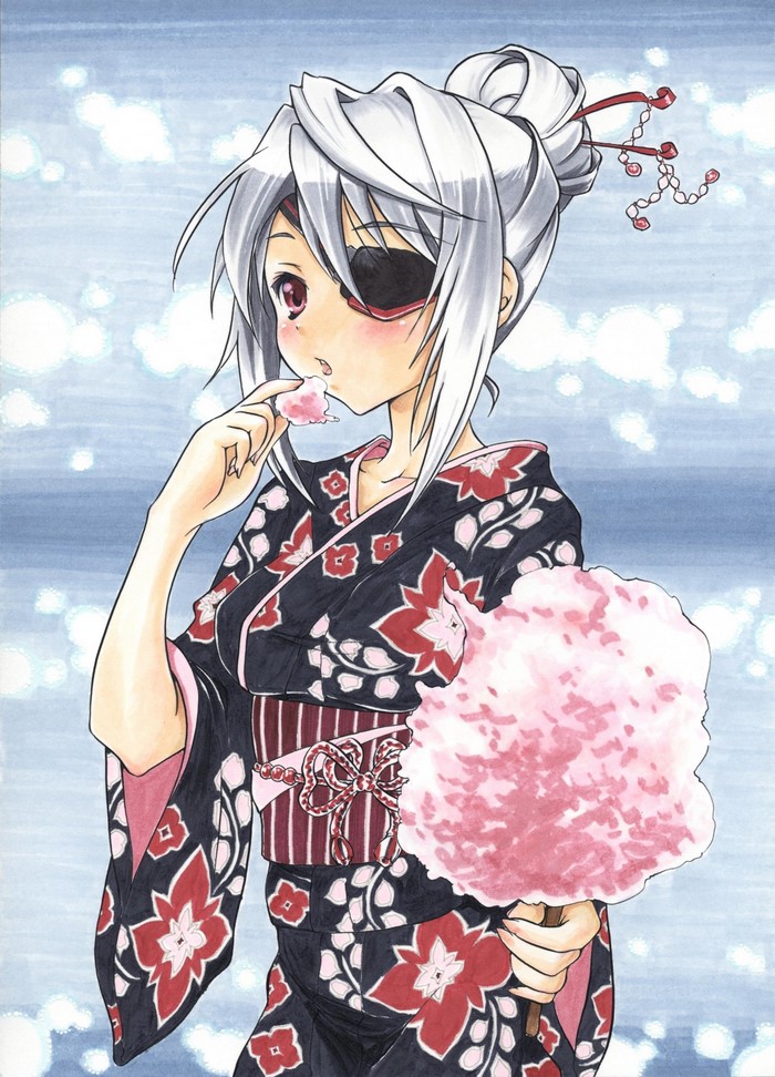 Chifuyu Orimura from Infinite Stratos eating cotton candy