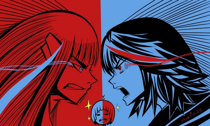 Ryuuko Matoi and Satsuki Kiryuin from Kill la Kill facing off