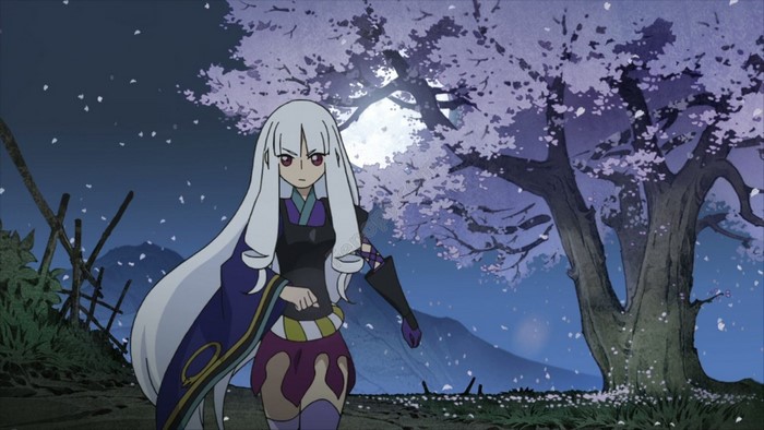 Togame from Katanagatari under a cherry blossom tree