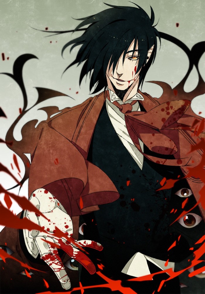 Alucard from Hellsing with blood and eyes