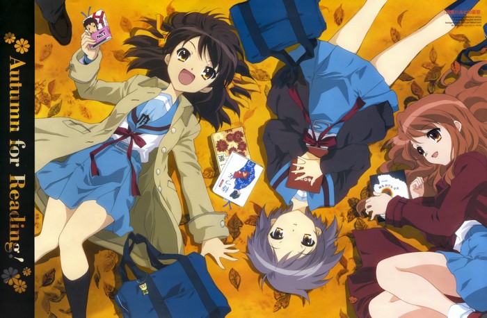The Melancholy of Haruhi Suzumiya characters reading books