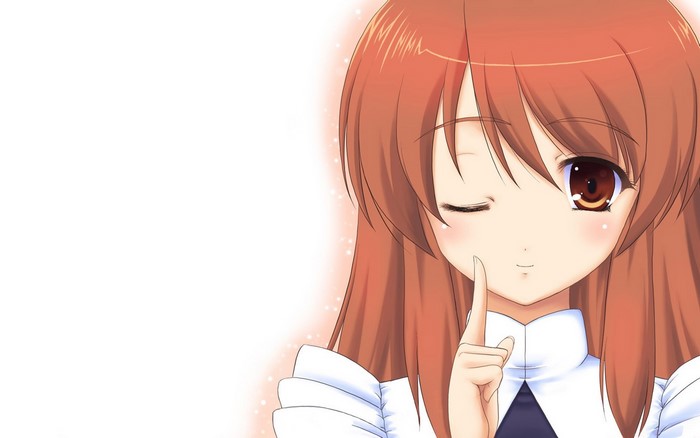 Anime girl with brown hair winking
