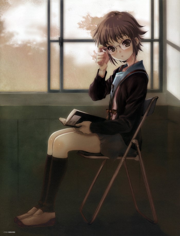 Girl from The Melancholy of Haruhi Suzumiya reading a book