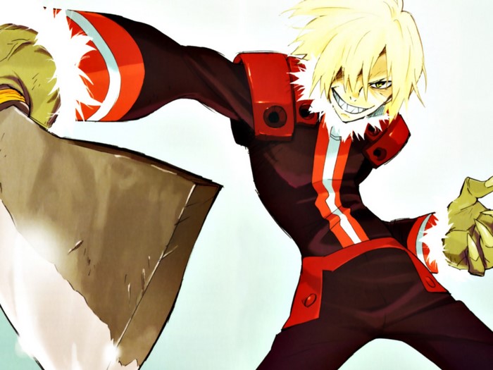 Viral from Tengen Toppa Gurren Lagann holding a large cleaver