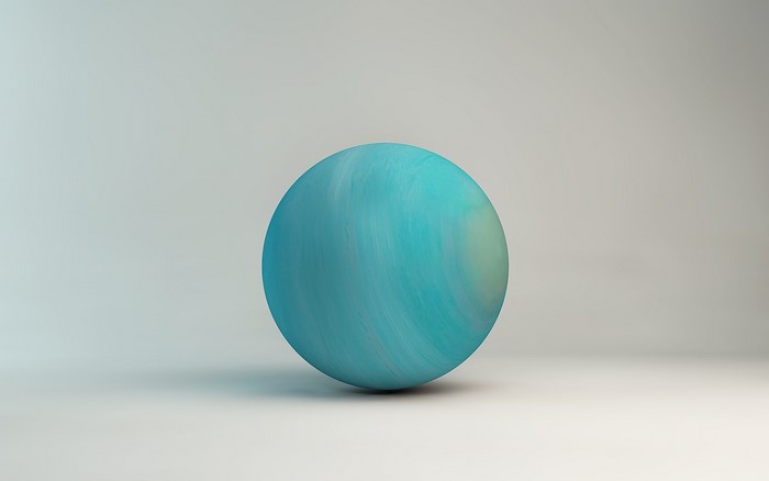 Turquoise and blue sphere with swirling patterns