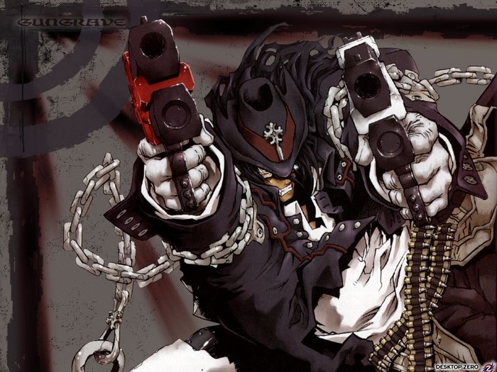 Grave from Gungrave holding two guns
