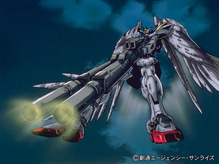 Wing Gundam from Mobile Suit Gundam Wing firing weapons