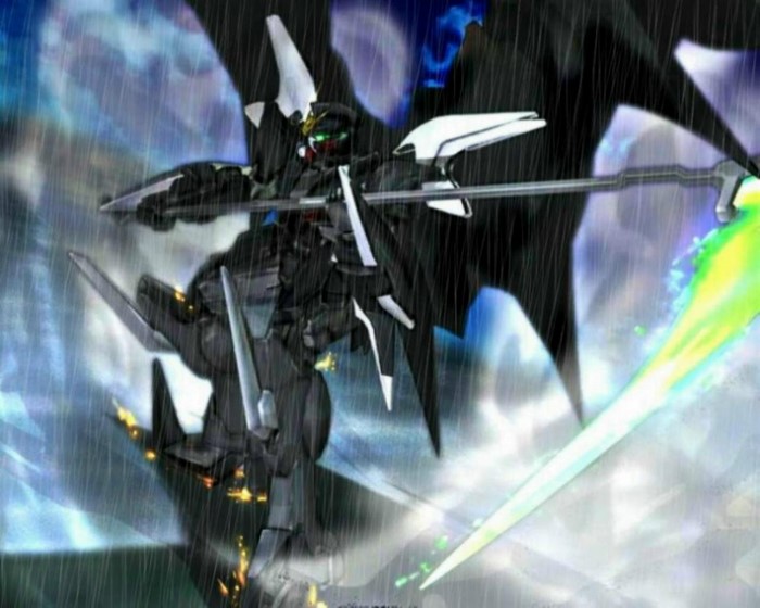 Mobile Suit Gundam Wing mecha in rain