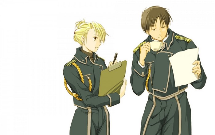 Riza Hawkeye and Roy Mustang from Fullmetal Alchemist