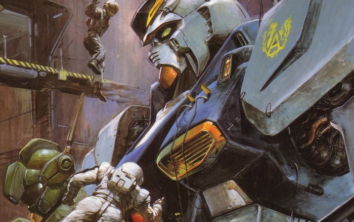 Mobile Suit Gundam mecha with pilots