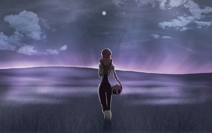 Girl from Mobile Suit Gundam 00 in a field at night