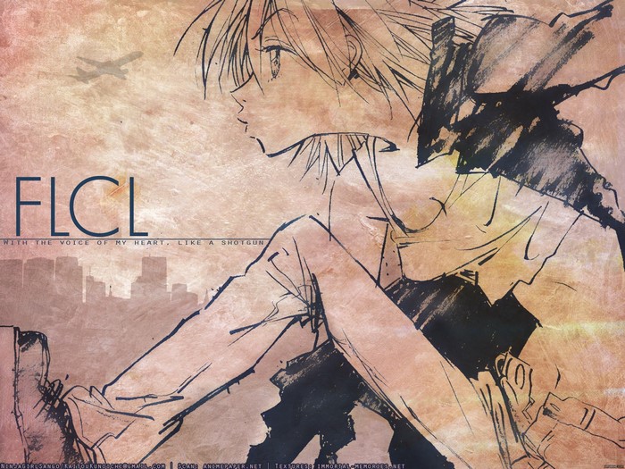 FLCL anime illustration with text
