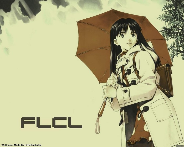 Haruko Haruhara from FLCL holding an umbrella