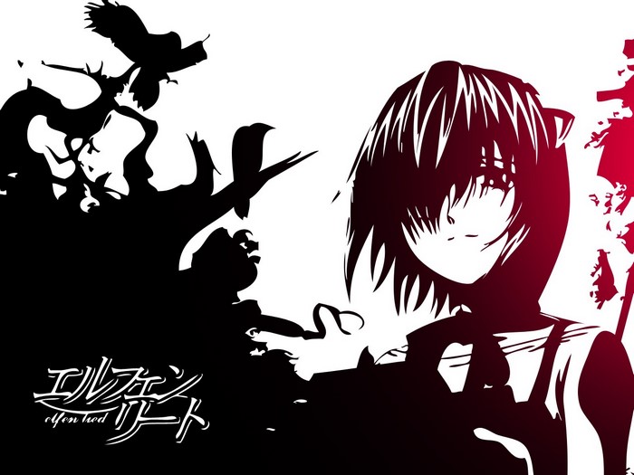 Lucy from Elfen Lied with birds and trees