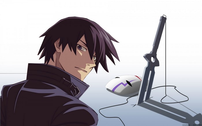 Hei from Darker than Black with a mask and sword