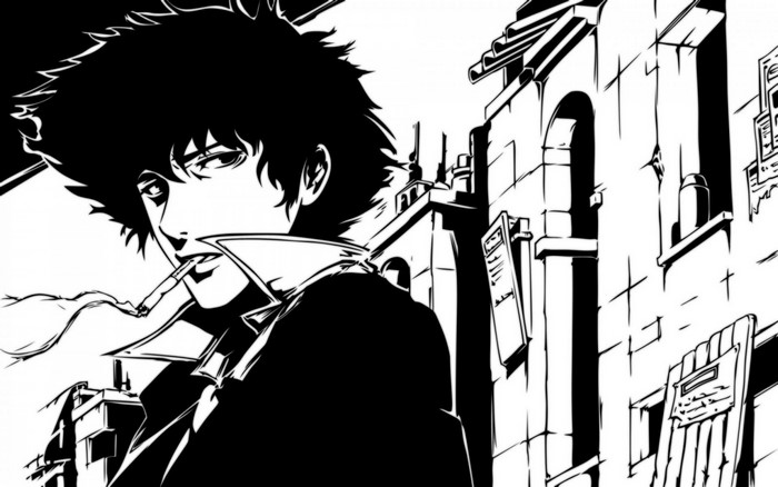Spike Spiegel from Cowboy Bebop smoking