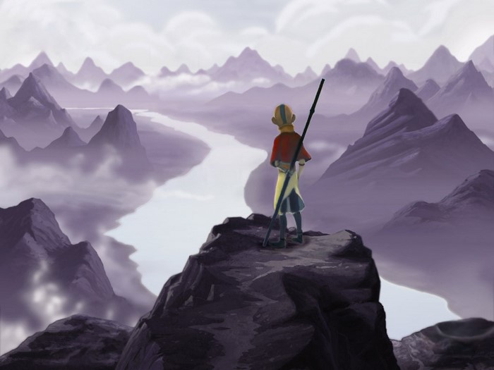 Aang from Avatar The Last Airbender on a mountain