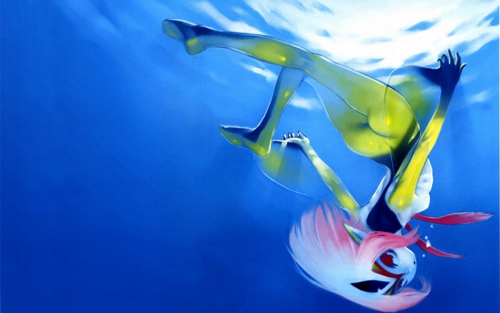 Anime girl underwater, Blue Submarine No. 6