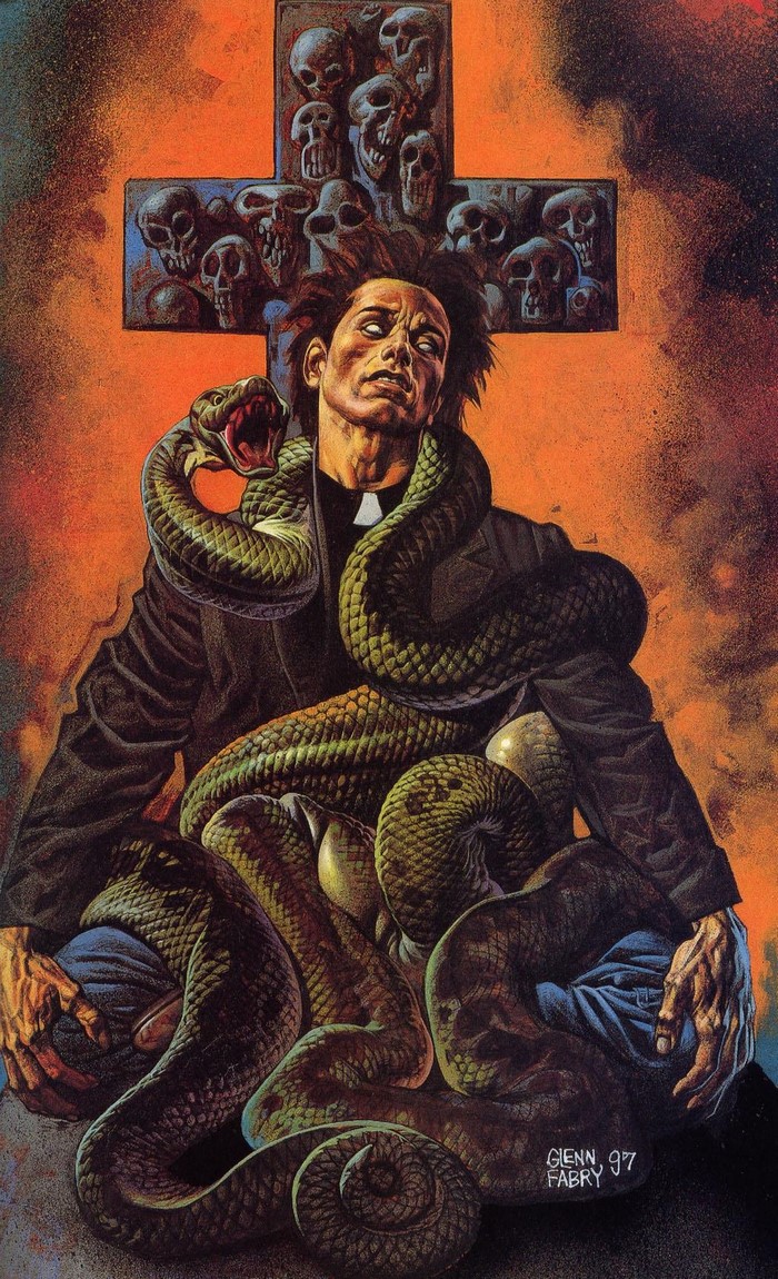 Jesse Custer from Preacher with Snakes and Skulls