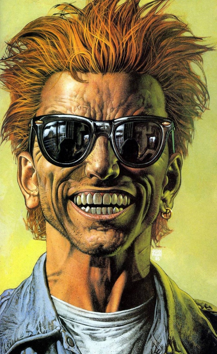 Illustration of a man with sunglasses and a wide grin