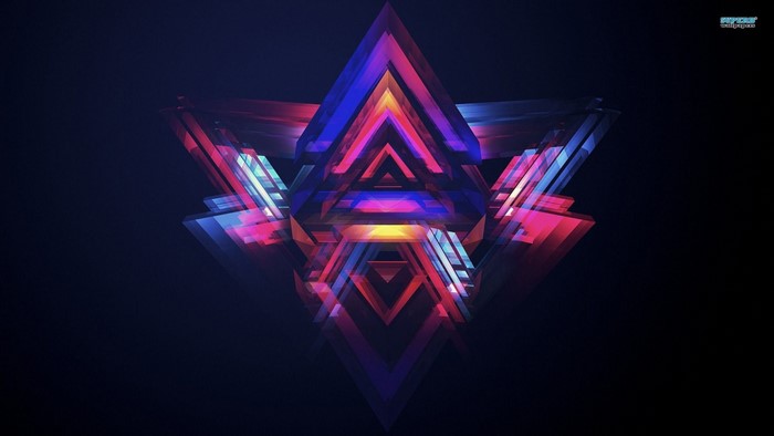 Abstract geometric triangle with colorful lighting