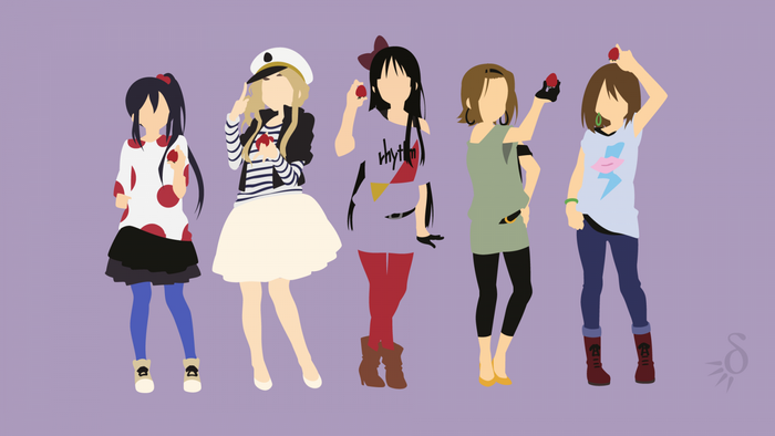 Five anime girls from K-On! holding strawberries