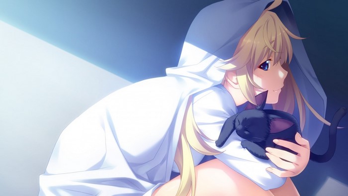Michiru Matsushima from Grisaia no Kajitsu with a black cat
